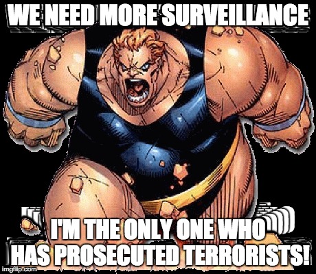 WE NEED MORE SURVEILLANCE I'M THE ONLY ONE WHO HAS PROSECUTED TERRORISTS! | image tagged in chris christie,fat,terrorists,surveillance,debate | made w/ Imgflip meme maker