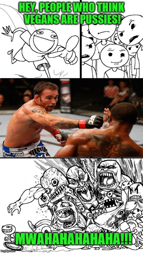 Jake Shields > You | HEY, PEOPLE WHO THINK VEGANS ARE PUSSIES! MWAHAHAHAHAHA!!! | image tagged in memes,hey internet | made w/ Imgflip meme maker