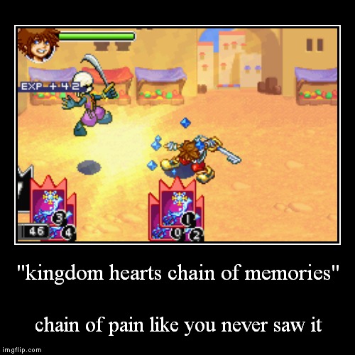 what does Kingdom hearts chain of memories means | image tagged in funny,demotivationals | made w/ Imgflip demotivational maker