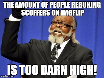Too Damn High Meme | THE AMOUNT OF PEOPLE REBUKING SCOFFERS ON IMGFLIP IS TOO DARN HIGH! | image tagged in memes,too damn high | made w/ Imgflip meme maker
