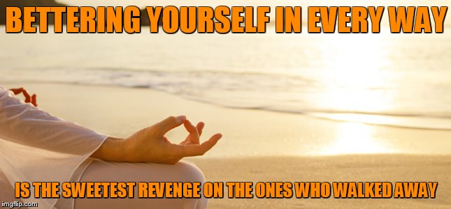 Bettering yourself | BETTERING YOURSELF IN EVERY WAY IS THE SWEETEST REVENGE ON THE ONES WHO WALKED AWAY | image tagged in bettering yourself | made w/ Imgflip meme maker