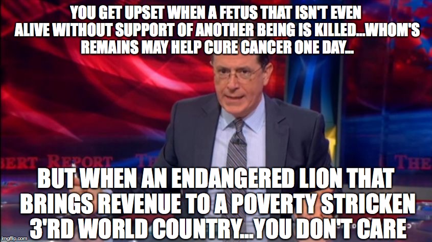 Politically Incorrect Colbert (2) | YOU GET UPSET WHEN A FETUS THAT ISN'T EVEN ALIVE WITHOUT SUPPORT OF ANOTHER BEING IS KILLED...WHOM'S REMAINS MAY HELP CURE CANCER ONE DAY... | image tagged in politically incorrect colbert 2 | made w/ Imgflip meme maker