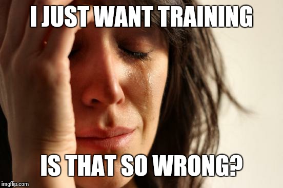 First World Problems | I JUST WANT TRAINING IS THAT SO WRONG? | image tagged in memes,first world problems | made w/ Imgflip meme maker