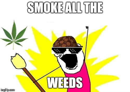 X All The Y | SMOKE ALL THE WEEDS | image tagged in memes,x all the y,scumbag | made w/ Imgflip meme maker