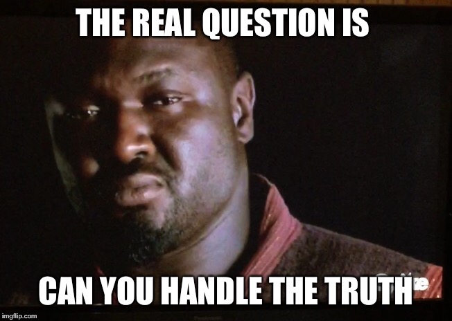 THE REAL QUESTION IS CAN YOU HANDLE THE TRUTH | image tagged in the truth,truth,i too like to live dangerously,funny,memes,sad | made w/ Imgflip meme maker