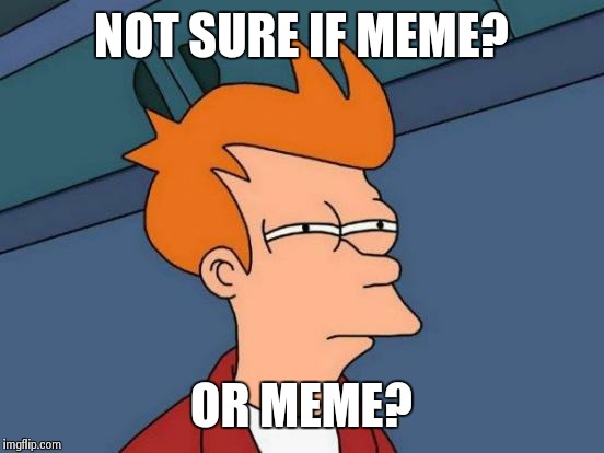 Futurama Fry | NOT SURE IF MEME? OR MEME? | image tagged in memes,futurama fry | made w/ Imgflip meme maker