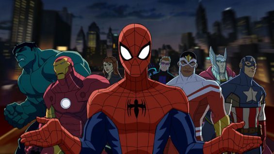 Spiderman with heroes Blank Meme Template