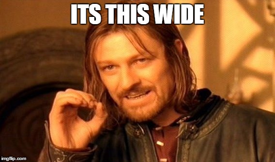 One Does Not Simply | ITS THIS WIDE | image tagged in memes,one does not simply | made w/ Imgflip meme maker