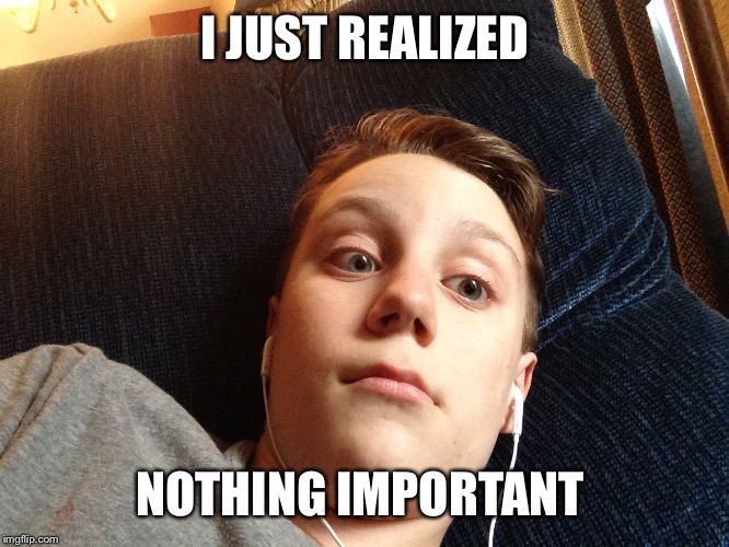 I just realized | I JUST REALIZED NOTHING IMPORTANT | image tagged in i just realized | made w/ Imgflip meme maker