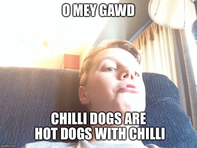 O MEY GAWD CHILLI DOGS ARE HOT DOGS WITH CHILLI | image tagged in o mey gawd | made w/ Imgflip meme maker