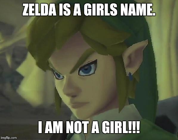Angry Link | ZELDA IS A GIRLS NAME. I AM NOT A GIRL!!! | image tagged in angry link | made w/ Imgflip meme maker