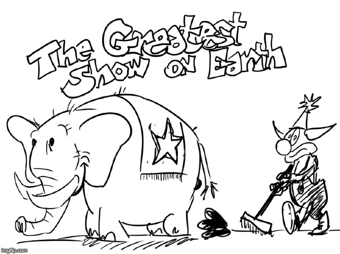 greatest show on earth | image tagged in elephant,clown | made w/ Imgflip meme maker