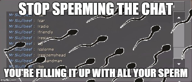 STOP SPERMING THE CHAT YOU'RE FILLING IT UP WITH ALL YOUR SPERM | image tagged in sperming | made w/ Imgflip meme maker