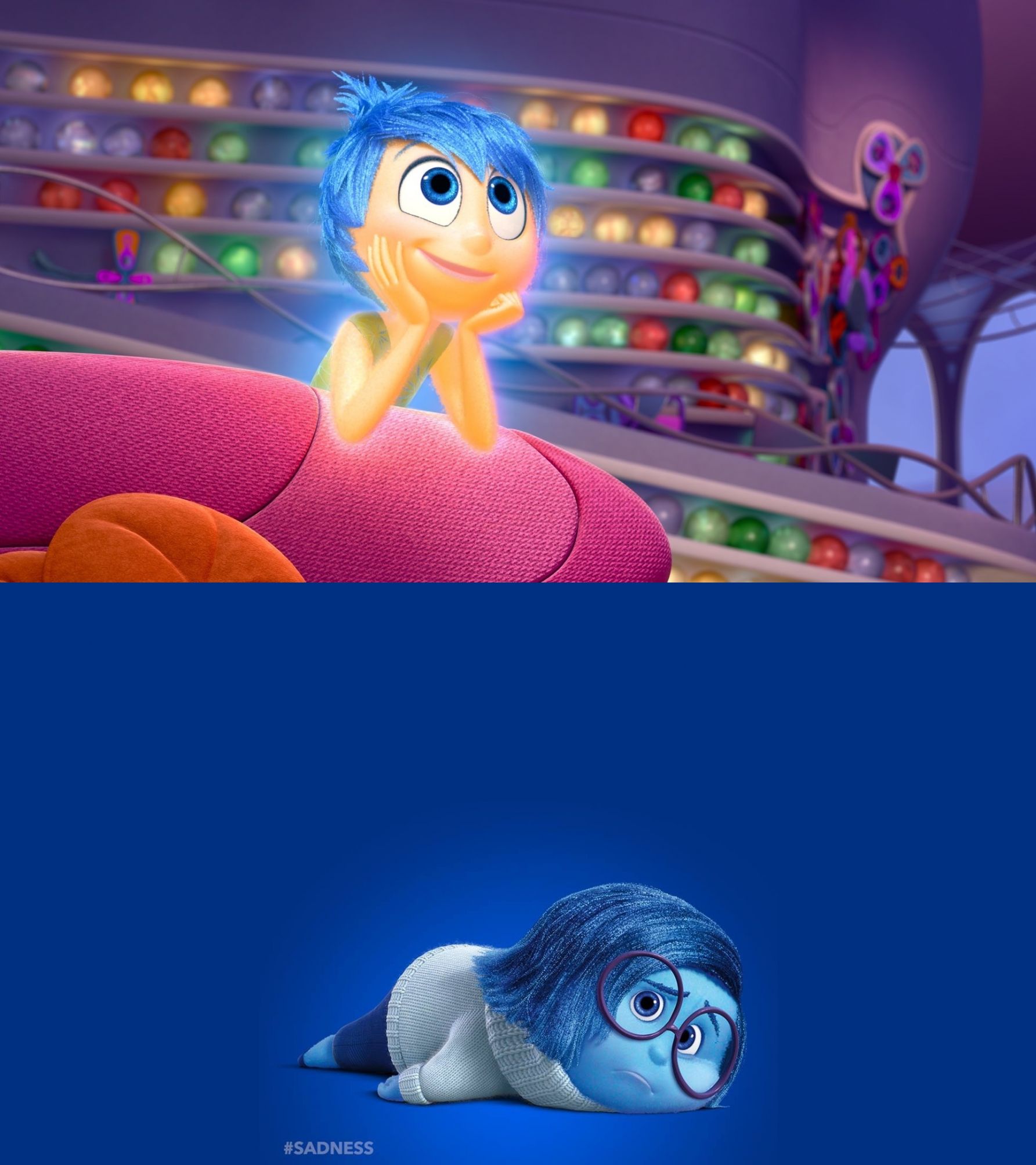 High Quality Inside Out Joy vs Sadness Blank Meme Template