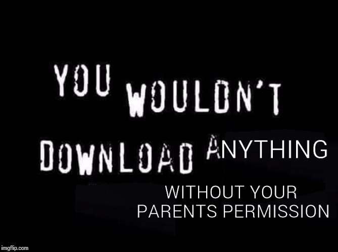 You wouldnt download a | NYTHING WITHOUT YOUR PARENTS PERMISSION | image tagged in you wouldnt download a | made w/ Imgflip meme maker