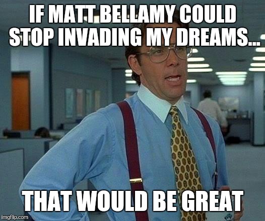 le matt bellamy | IF MATT BELLAMY COULD STOP INVADING MY DREAMS... THAT WOULD BE GREAT | image tagged in memes,that would be great,yup,matt bellamy,true story,funny memes | made w/ Imgflip meme maker