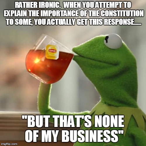 But That's None Of My Business Meme | RATHER IRONIC.  WHEN YOU ATTEMPT TO EXPLAIN THE IMPORTANCE OF THE CONSTITUTION TO SOME, YOU ACTUALLY GET THIS RESPONSE..... "BUT THAT'S NONE | image tagged in memes,but thats none of my business,kermit the frog | made w/ Imgflip meme maker