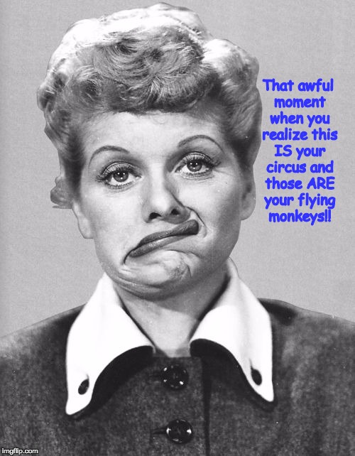 Lucy's Circus | That awful moment when you realize this IS your circus and those ARE your flying monkeys!! | image tagged in lucy's circus | made w/ Imgflip meme maker