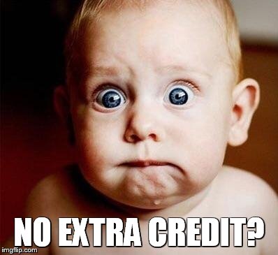 Surprised | NO EXTRA CREDIT? | image tagged in surprised | made w/ Imgflip meme maker