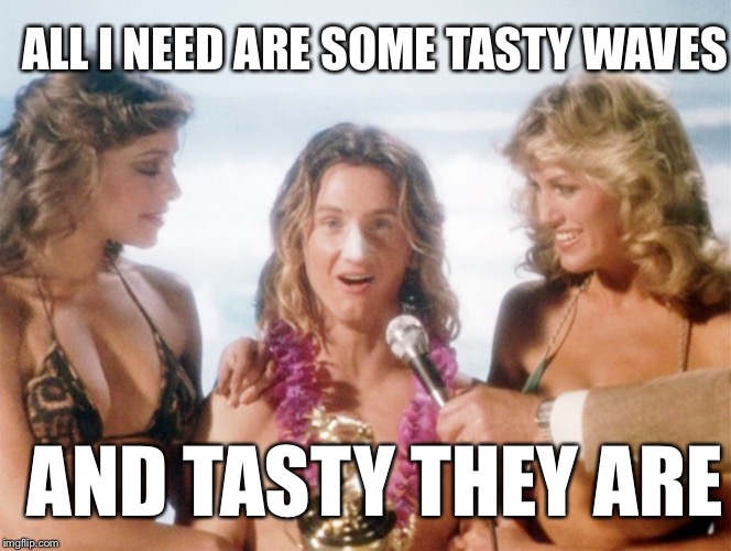 Rod Lee | ALL I NEED ARE SOME TASTY WAVES AND TASTY THEY ARE | image tagged in jeff spicoli | made w/ Imgflip meme maker