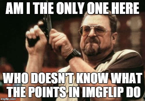 am i missing something ..... what the hell do they mean? | AM I THE ONLY ONE HERE WHO DOESN'T KNOW WHAT THE POINTS IN IMGFLIP DO | image tagged in memes,am i the only one around here | made w/ Imgflip meme maker
