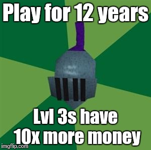 Runescape | Play for 12 years Lvl 3s have 10x more money | image tagged in runescape | made w/ Imgflip meme maker