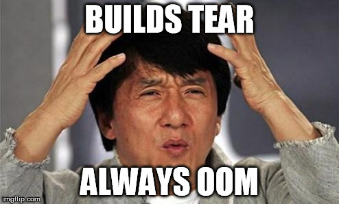 Stop casting spells | BUILDS TEAR ALWAYS OOM | image tagged in jackie chan wtf,league of legends | made w/ Imgflip meme maker