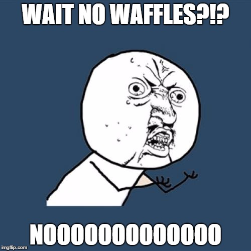 sweg waffle | WAIT NO WAFFLES?!? NOOOOOOOOOOOOO | image tagged in memes,y u no | made w/ Imgflip meme maker