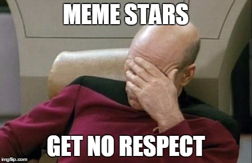 Captain Picard Facepalm Meme | MEME STARS GET NO RESPECT | image tagged in memes,captain picard facepalm | made w/ Imgflip meme maker