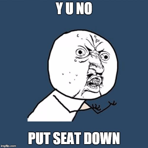 Seat | Y U NO PUT SEAT DOWN | image tagged in memes,y u no | made w/ Imgflip meme maker