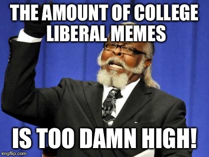 Too Damn High | THE AMOUNT OF COLLEGE LIBERAL MEMES IS TOO DAMN HIGH! | image tagged in memes,too damn high | made w/ Imgflip meme maker