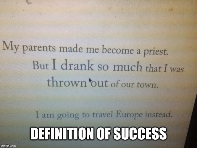 Succeeding... Sorta | DEFINITION OF SUCCESS | image tagged in drunk | made w/ Imgflip meme maker