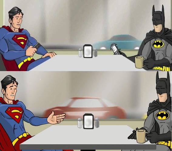 High Quality Hishe Superman and Batman Blank Meme Template