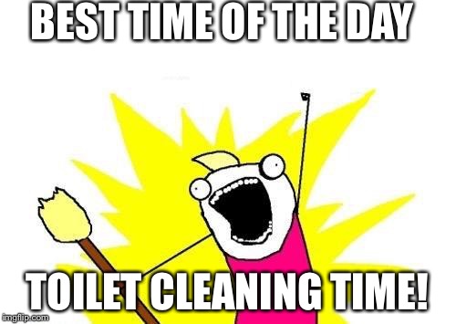 X All The Y Meme | BEST TIME OF THE DAY TOILET CLEANING TIME! | image tagged in memes,x all the y | made w/ Imgflip meme maker