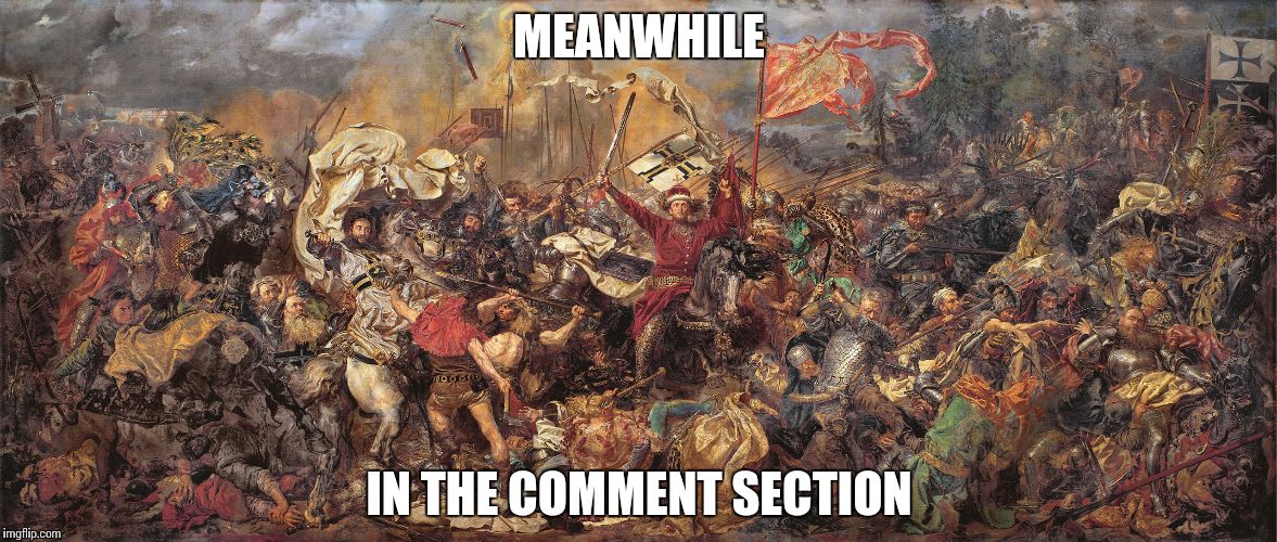 MEANWHILE IN THE COMMENT SECTION | image tagged in battle of grunwald | made w/ Imgflip meme maker