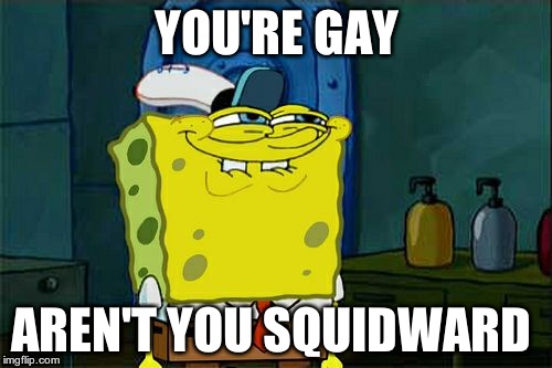 Don't You Squidward Meme | YOU'RE GAY AREN'T YOU SQUIDWARD | image tagged in memes,dont you squidward | made w/ Imgflip meme maker