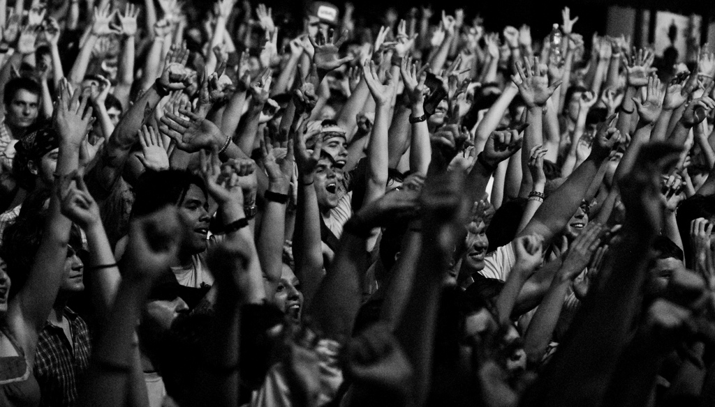 Crowd with hands up Blank Meme Template