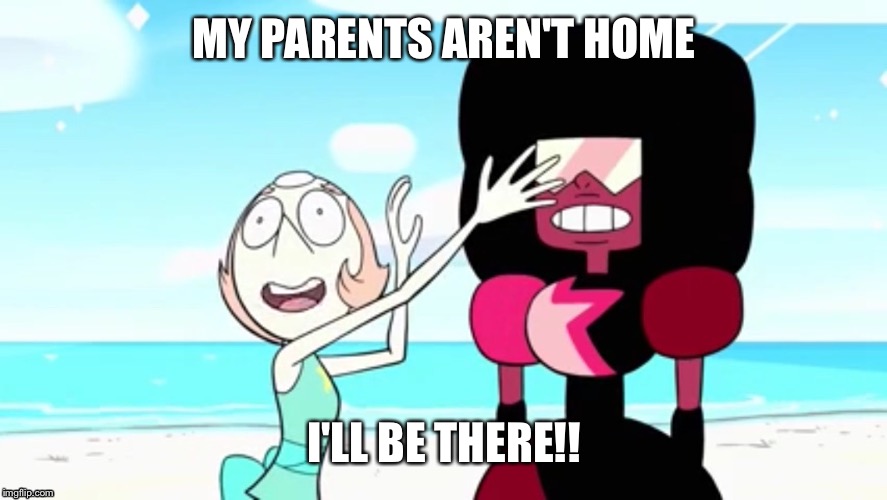 Bae be like | MY PARENTS AREN'T HOME I'LL BE THERE!! | image tagged in steven universe,garnet,pearl,bae | made w/ Imgflip meme maker