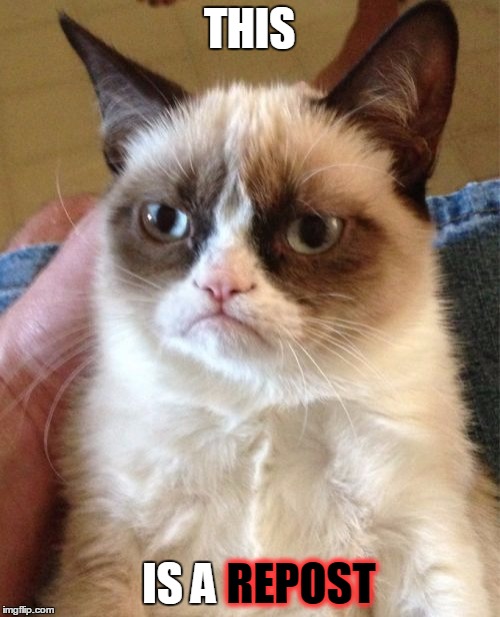 Grumpy Cat Meme | THIS IS A REPOST | image tagged in memes,grumpy cat | made w/ Imgflip meme maker