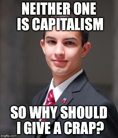 NEITHER ONE IS CAPITALISM SO WHY SHOULD I GIVE A CRAP? | made w/ Imgflip meme maker