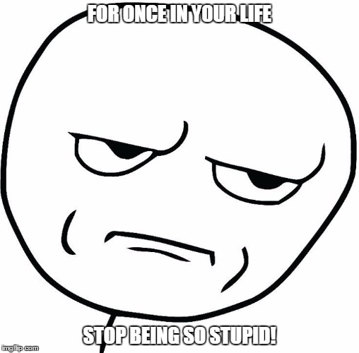 Stupid | FOR ONCE IN YOUR LIFE STOP BEING SO STUPID! | image tagged in stupid | made w/ Imgflip meme maker