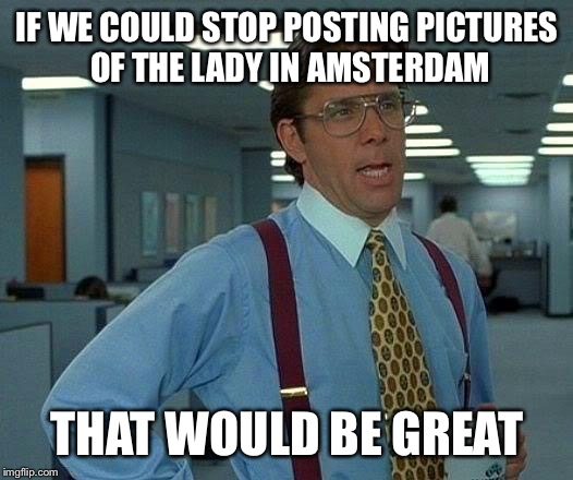 That Would Be Great | IF WE COULD STOP POSTING PICTURES OF THE LADY IN AMSTERDAM THAT WOULD BE GREAT | image tagged in memes,that would be great | made w/ Imgflip meme maker
