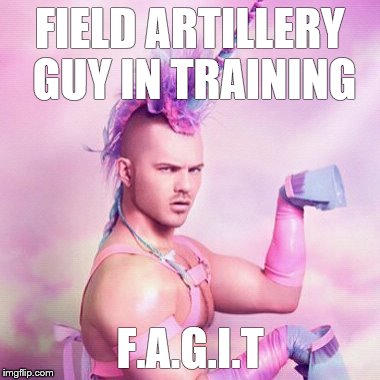 Unicorn MAN | FIELD ARTILLERY GUY IN TRAINING F.A.G.I.T | image tagged in memes,unicorn man | made w/ Imgflip meme maker