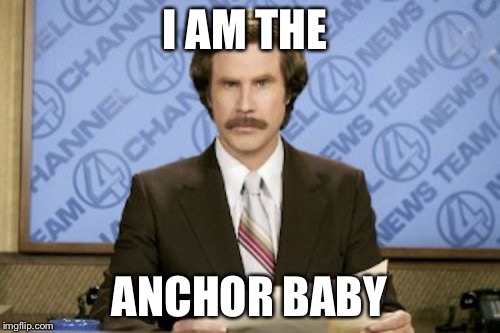 What do you mean offensive... | I AM THE ANCHOR BABY | image tagged in memes,ron burgundy,funny memes,funny,meme,funny meme | made w/ Imgflip meme maker