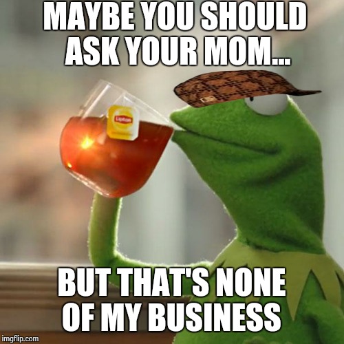 But That's None Of My Business Meme | MAYBE YOU SHOULD ASK YOUR MOM... BUT THAT'S NONE OF MY BUSINESS | image tagged in memes,but thats none of my business,kermit the frog,scumbag | made w/ Imgflip meme maker