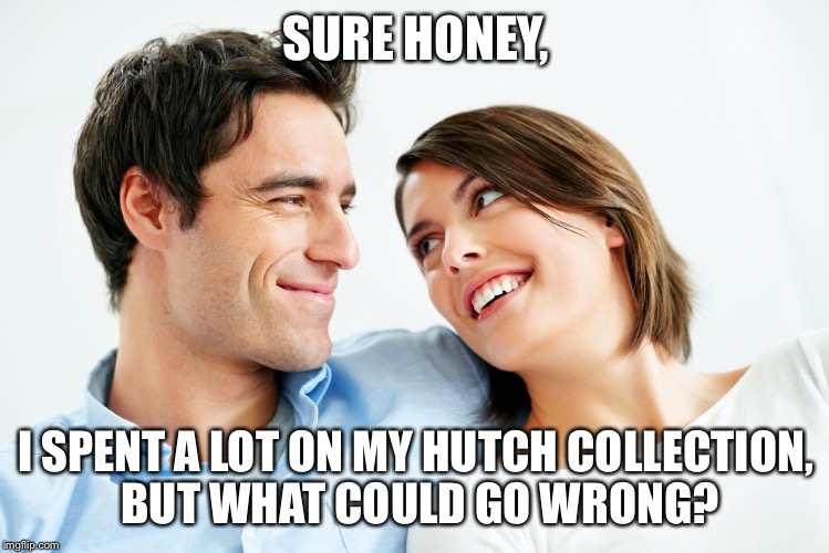 SURE HONEY, I SPENT A LOT ON MY HUTCH COLLECTION, BUT WHAT COULD GO WRONG? | made w/ Imgflip meme maker