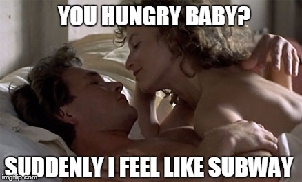 dirty dancing jared subway meme | YOU HUNGRY BABY? SUDDENLY I FEEL LIKE SUBWAY | image tagged in jared from subway | made w/ Imgflip meme maker