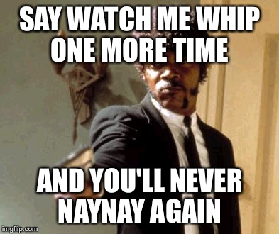 Say That Again I Dare You Meme | SAY WATCH ME WHIP ONE MORE TIME AND YOU'LL NEVER NAYNAY AGAIN | image tagged in memes,say that again i dare you | made w/ Imgflip meme maker