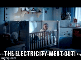 The electricity went out! | image tagged in gifs,baby,bird,lamp,door bell,phone | made w/ Imgflip video-to-gif maker