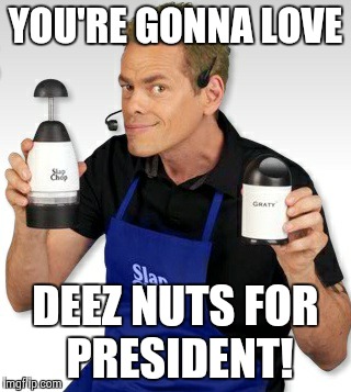 Love my nuts | YOU'RE GONNA LOVE DEEZ NUTS FOR PRESIDENT! | image tagged in slap,deez nuts | made w/ Imgflip meme maker